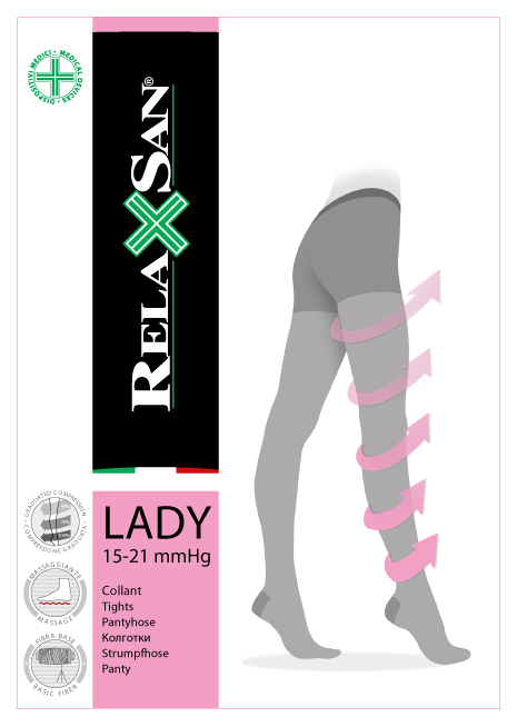 Колготки Relaxsan Basic Collant Lady полупрозрачные 1-го класса компрессии с массажной стелькой, 980А