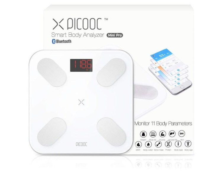 Весы Picooc mini black умные (синхронизируются с мобильным через Bluetooth Smart), определяют 12 параметров