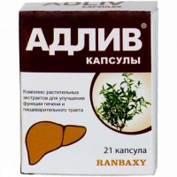 Препарат Адлив, биологически активная добавка, восстановливает поврежденные клетки и очищает печень, в уп. капсулы 21 шт