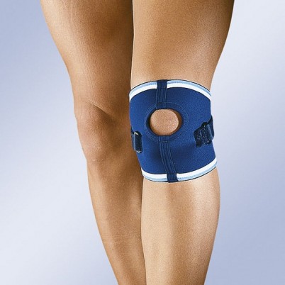 Бандаж коленный Orliman с открытой чашечкой и валиком для оптимальной компрессии, высота 15 см, синий, 4111