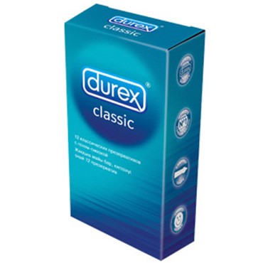 Презервативы Дюрекс / Durex classic, гладкие, в силиконовой смазке, с накопителем, анатомическая форма, 12шт