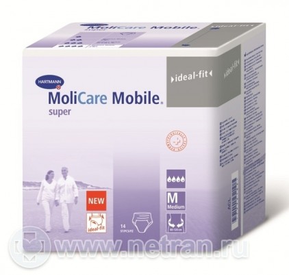 Трусики MoliCare Mobile super (Моликар Мобайл Суперер) впитываемостью 4 капли, размер М (бедра 80-120см), 2 шт, 915624