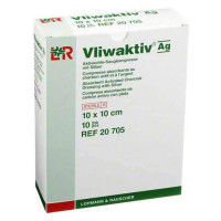 Повязка впитывающая Фливактив (Vliwaktiv) +Ag, компресс, для инфицированных и гнойных ран  , 10х10см, 20705