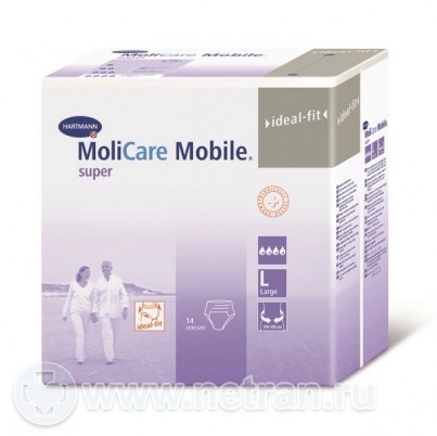 Трусики MoliCare Mobile super (Моликар Мобайл Суперер) впитываемостью 4 капли, размер L (бедра 100-150см), 2шт, 915625