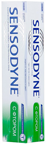 Паста зубная с фтором Sensodyne f, для чувствительных зубов, щадящая чистка, освежает дыхание, укрепляет десны, 50мл