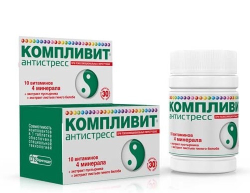 Компливит Антистресс повышает устойчивость нервной системы к стрессу, оказывая адаптогенное действие, 30шт