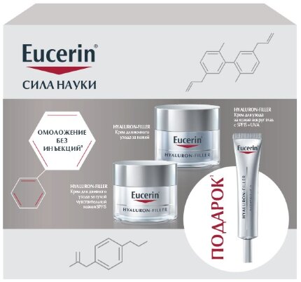 Набор Eucerin Hyaluron-Filler для антивозрастного ухода за сухой чувствительной кожей 