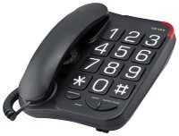Телефон teXet TX-201 проводной для людей с нарушением зрения с большими кнопками и базовым набором функций, черный