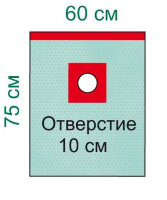 Простыня Raucodrape для эпидуральной анестезии 60х75см с отверстием D10см, 33047