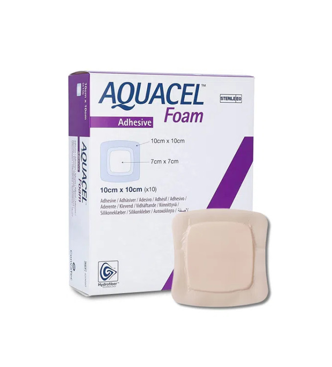 Повязка Aquacel Foam (Аквасель Фом стерильная, для ран, с силиконовым адгезивом, технология Гидрофайбер, 10 х 10 см, 1 штука (повязка), 420680