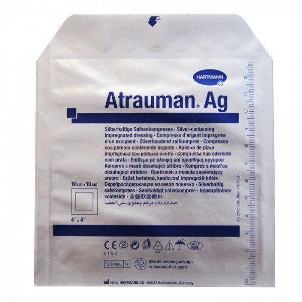 Повязка Atrauman AG (Атрауман АГ) с серебром мазевая антибактериальная, 10х10см, 499573 (499603)