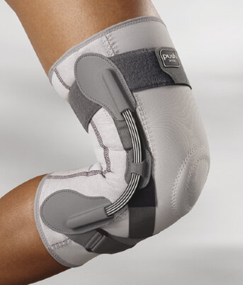 Ортез коленный Push med Knee Brace для сильной фиксации, ребра жесткости, силиконовые вставки, серый, 2.30.1