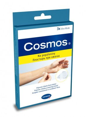 Пластырь Cosmos Hydro-Active (Космос Гидроактивный) от ожогов, 7.5х10см, 3шт, 536058