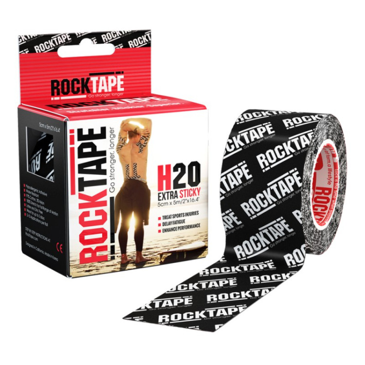 Кинезио Тейп RockTape H20 с клеевой основой повышенной водостойкости облегчает боль и ускоряет восстановление, 5см×5м