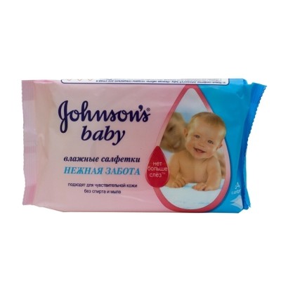 Салфетки влажные Джонсонс Беби / Johnsons нежная забота, очищает, для новорожденных, без спирта и мыла 128шт
