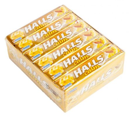 Леденцы для горла Halls / Холлс Мед и лимон, для рассасывания, смягчают горло, обладают освежающим эффектом, 12 упаковок