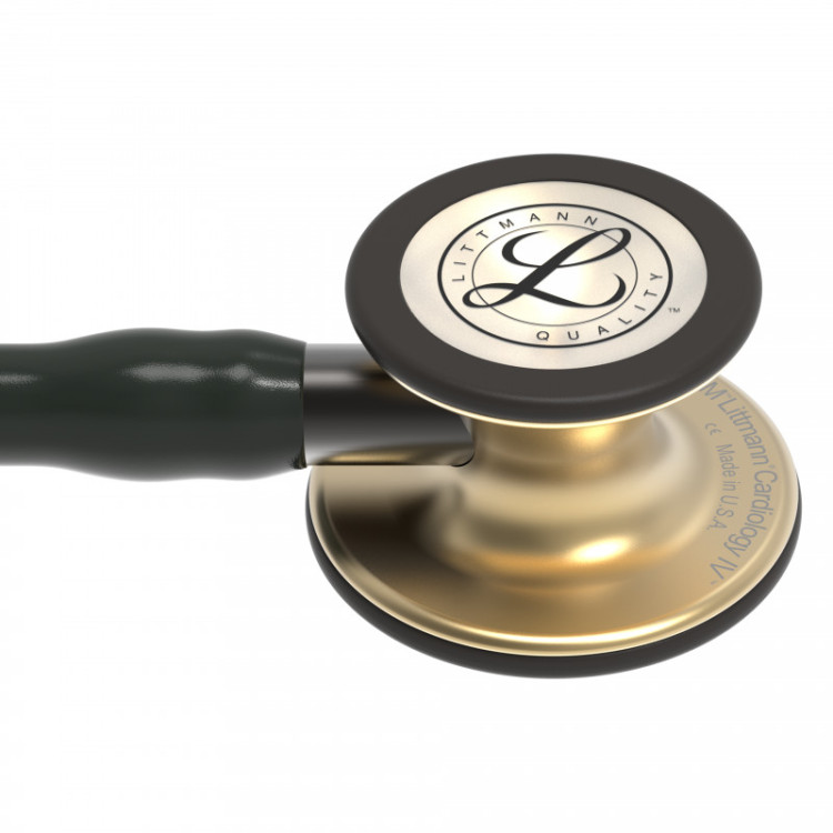 Стетоскоп Littmann Cardiology IV с черной трубкой, длиной 69 см, акустическая головка цвета латунь, 6164