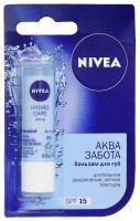 Бальзам для губ Нивея / Nivea аква забота, увлажняет, восстанавливает, защита от трещин, фильтр spf15, 4,8г