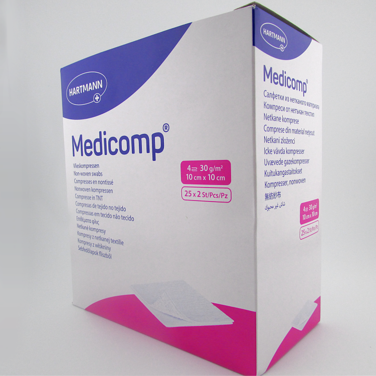 Салфетки Medicomp (Медикомп) стерильные многослойные из нетканого материала марлевой структуры, 10х10см, 50шт, 411064