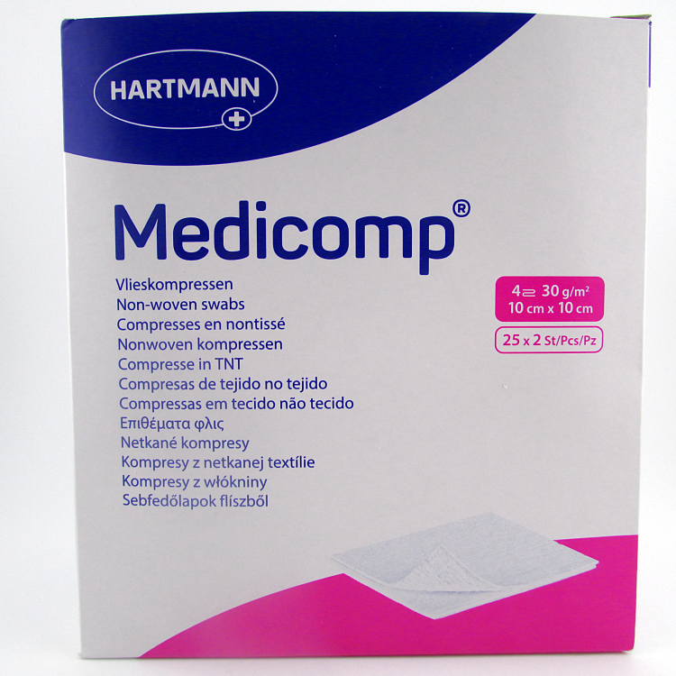 Салфетки Medicomp (Медикомп) стерильные многослойные из нетканого материала марлевой структуры, 10х10см, 50шт, 411064