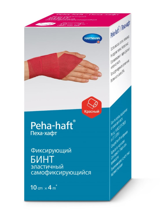Бинт Peha-haft (Пеха Хафт) самофиксирующийся без латекса красный размером 4м х10см, 932490