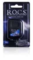 Зубная нить, Rocs / Рокс, Black Edition, крученая, расширяющаяся, с мягким мятным вкусом, без фтора, 40 м.