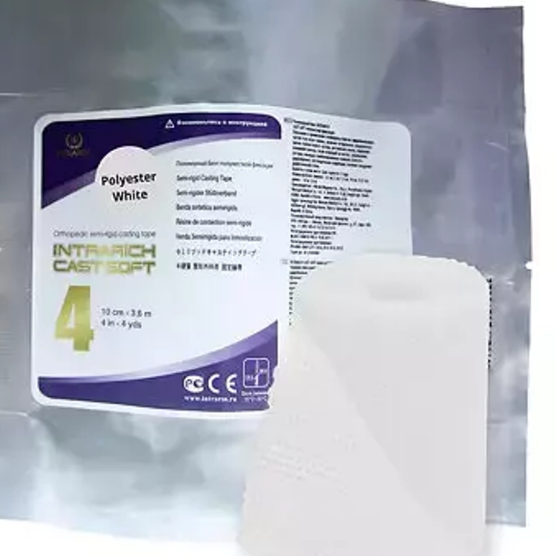 Бинт INTRARICH CAST SOFT, полимерный, иммобилизующий, полужесткая фиксация, 10см х 3.6м, белый, IR-SC0041