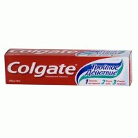 Паста зубная Тройное Действие Колгейт (Colgate) трехцветная от бактерий, отбеливает и освежает дыхание, туба 100мл