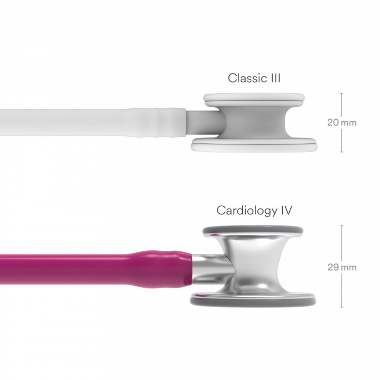 Стетоскоп Littmann Cardiology IV с малиновой трубкой, длиной 69 см, акустическая головка цвета сталь, 6158
