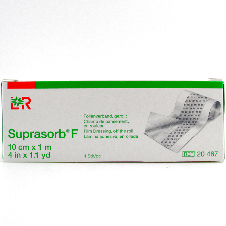 Повязка медицинская пленочная прозрачная Супрасорб Ф (Suprasorb F), в рулоне, нестерильная 10 см х 1 м, 20467