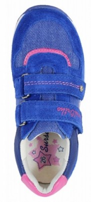 Кроссовки Сурсил-Орто демисезонные ортопедические для девочек, кожаные с застежкой сине-розовые, 65-126