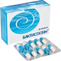 Бактистатин для выведения из организма токсичных соединений, восстановления микрофлоры ЖКТ, 0.5г, 20шт