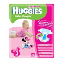 Подгузники Huggies Ultra Comfort для девочек 3 (5-9 кг) 21шт