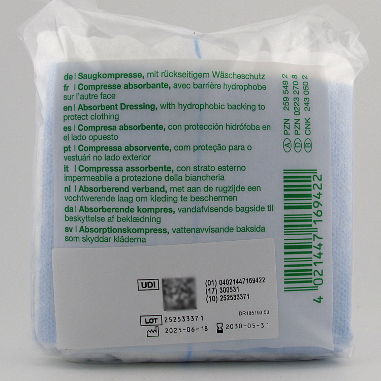 Повязка Фливацель (Vliwazell) абсорбирующая, для ран с высокой экссудацией, нестерильная,10х10см, 25шт, 30430