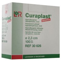 Пластырь Curaplast (Курапласт) для чувствительной кожи с подушечкой телесного цвета круглый 2.3см, 100шт, 30626