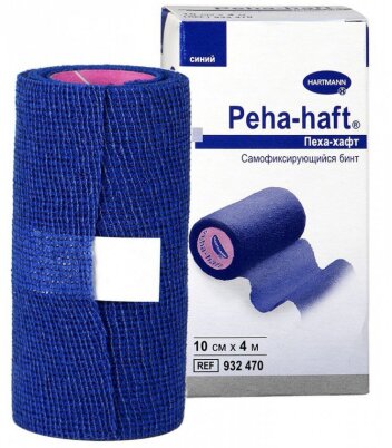 Бинт Peha-haft (Пеха Хафт) самофиксирующийся без латекса синий размер 4м х10см, 932470