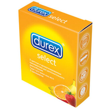 Презервативы разноцветные Durex / Дюрекс Select, гладкие, в силиконовой смазке, с накопителем, упаковка 3шт