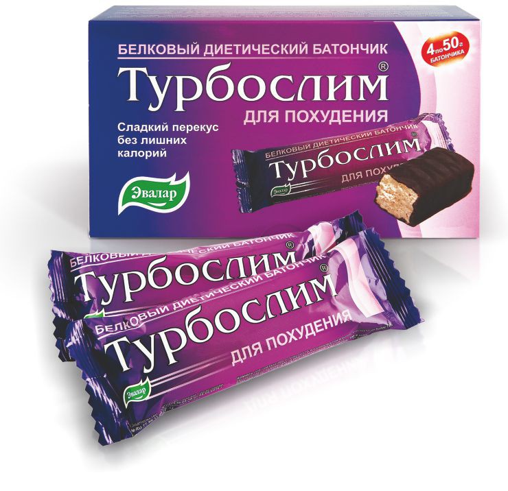 Батончик для похудения Турбослим Эвалар диетический, сладкий перекус без  сахара и лишних калорий, 50г, 4шт купить в Москве - цена от 891 руб,  доставка