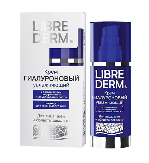 Крем Librederm (Либредерм) гиалуроновый для лица, шеи и области декольте, увлажняет, флакон с дозатором 50мл