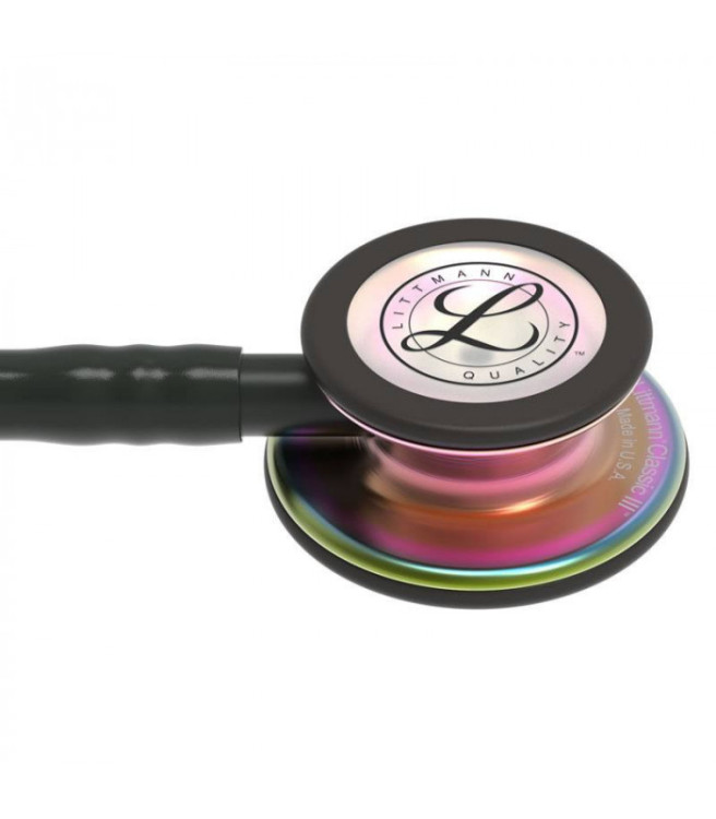 Стетоскоп Littmann Classic III, одноканальная трубка цвет черный, двусторонняя головка цвет радужный, 69см, 5870