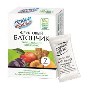Батончик фруктовый Худеем за неделю, очищающий комплекс, улучшает работу кишечника, повышает иммунитет, снижает вес, 7шт