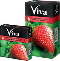 Презервативы Viva / Вива, цветные, с ароматом клубники, красного цвета с накопителем, гладкие, упаковка 3 шт