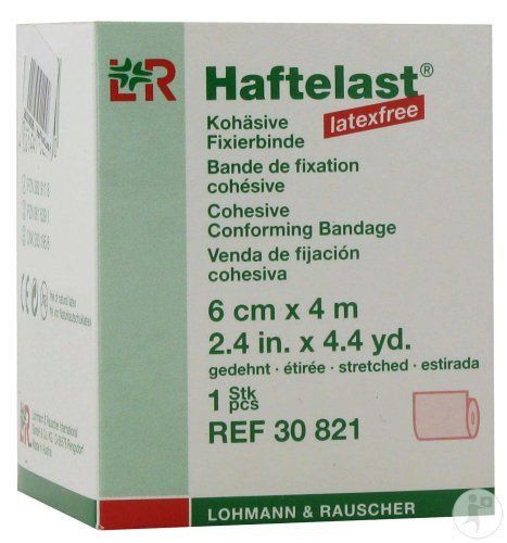 Бинт компрессионный Haftelast (Хафтэласт) поддерживающий и фиксирующий эластичный, 6см х 4м, 30821