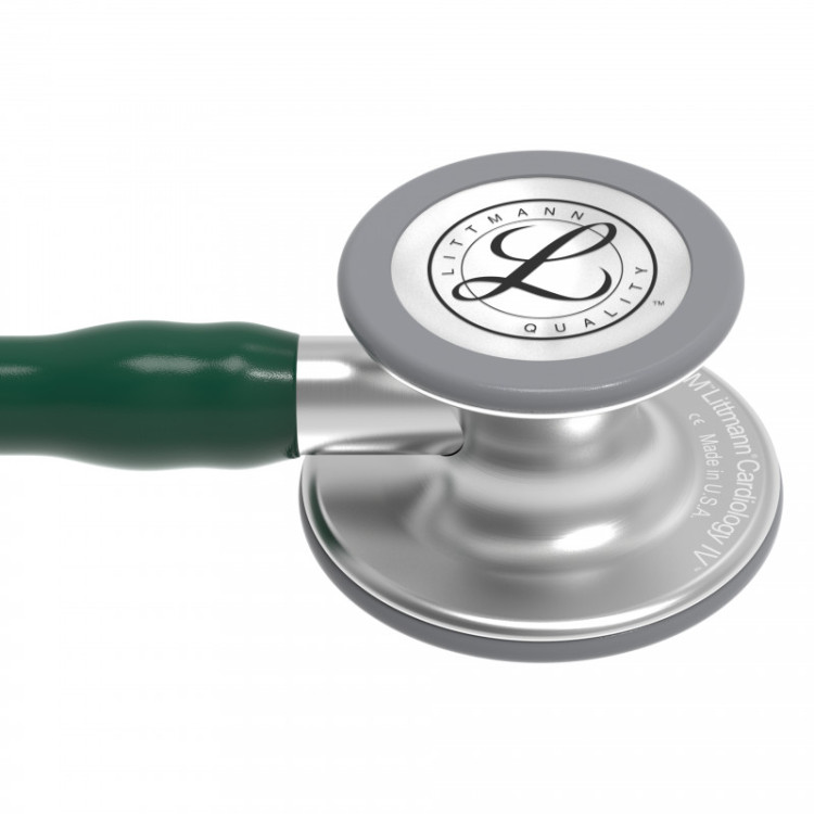 Стетоскоп Littmann Cardiology IV с темно-зеленной трубкой, длиной 69 см, акустическая головка цвета сталь, 6155