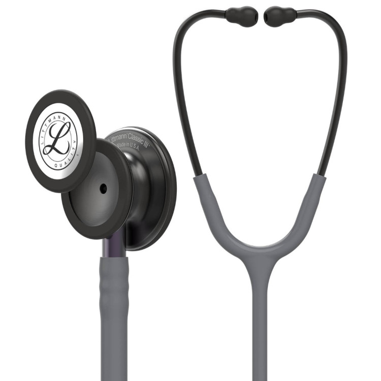 Стетоскоп Littmann Classic III, одноканальная трубка цвет серый, двусторонняя головка цвет дымчатый, ствол цвет фиолет, 69см, 5873