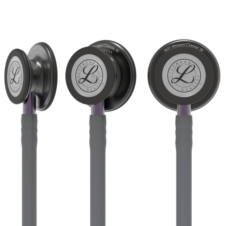 Стетоскоп Littmann Classic III, одноканальная трубка цвет серый, двусторонняя головка цвет дымчатый, ствол цвет фиолет, 69см, 5873