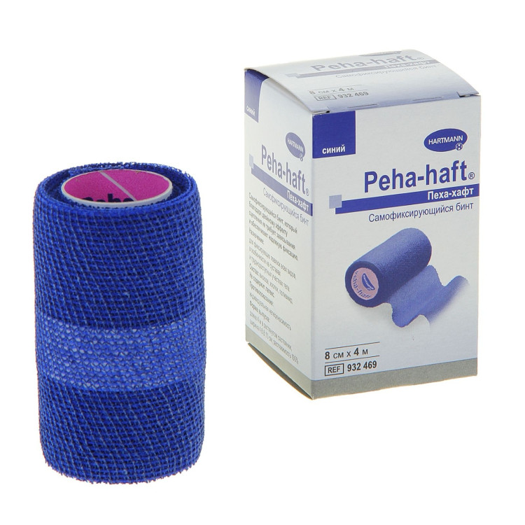 Бинт Peha-haft (Пеха Хафт) самофиксирующийся без латекса синий размером 4м х 8см, 932469