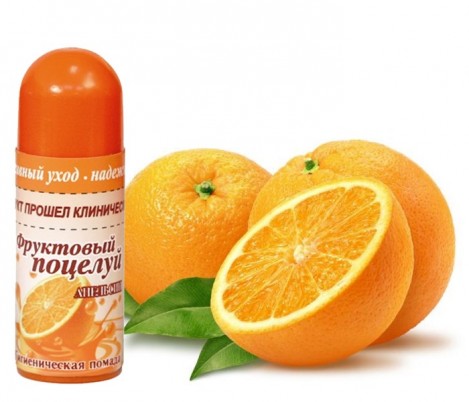 Помада гигиеническая Фруктовый поцелуй апельсин, с маслом облепихи, заживляет, смягчает, увлажняет, 3,5 гр