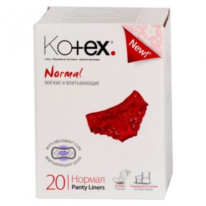 Прокладки ежедневные дышащие Котекс / Kotex Normal, надежно фиксируется к белью, впитывает выделения, 20шт