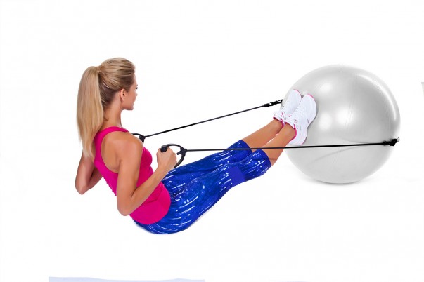 Мяч Bradex / Брадекс для фитнеса ФИТБОЛ-65 с эспандерами, диаметр 65 см, максимальная нагрузка до 150 кг, SF0216